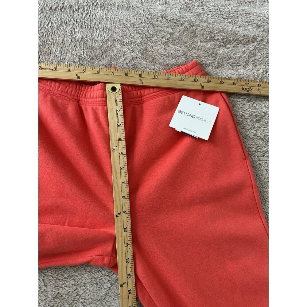 Beyond Yoga On The Go Cotton Blend Joggers Sweatpants S Orange $98 NWT